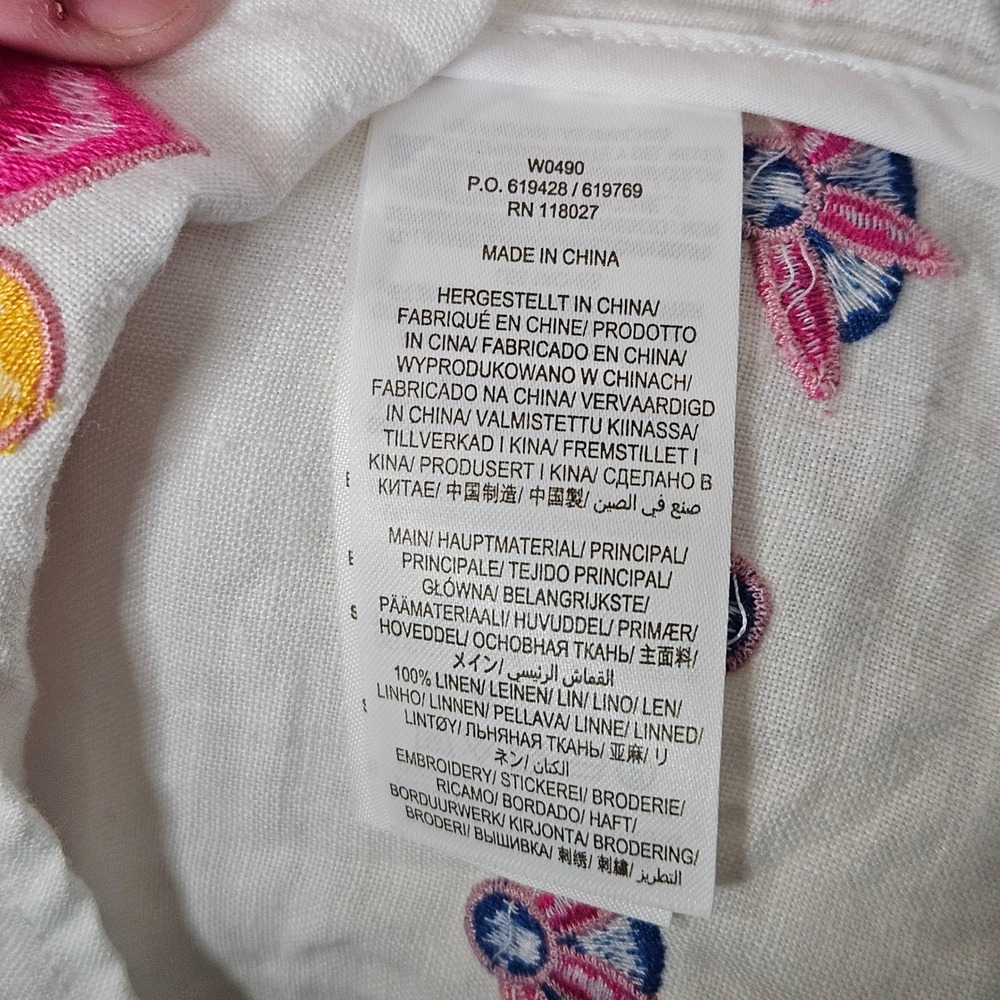 Boden Womens White 100% Linen Embroidered Floral Garden Cottage Shift Dress 8R - Picture 5 of 6